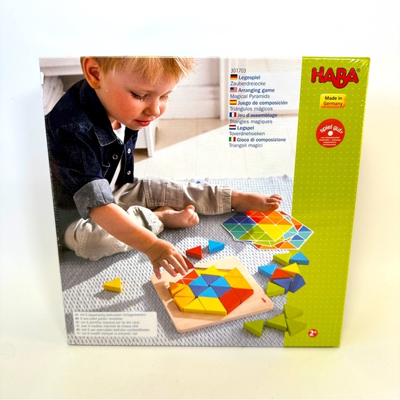 HABA Arranging Game Magical Pyramids - Wooden Triangle Tiles & Templates Germany - Picture 1 of 4